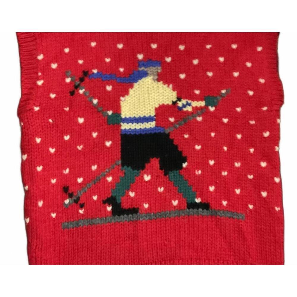 Vintage Cambridge Dry Goods Red Shetland Wool Sleeveless Ski Sweater Vest M